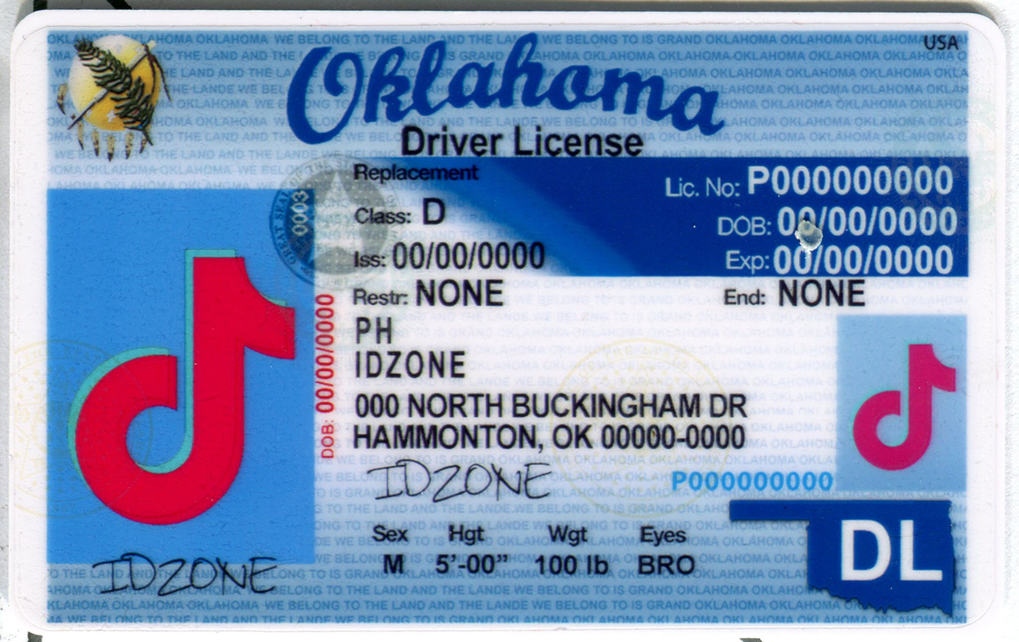 Oklahama-Old Scannable fake id
