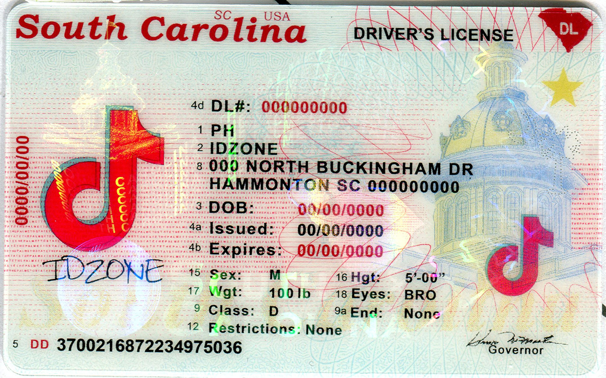 SOUTH  CAROLINA-New Scannable fake id